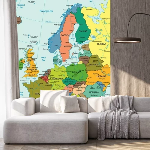 Fotobehang Kaart van Europa met cartografisch raster