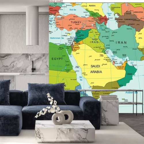 Sticker Wereld Aarde Midden-Oosten Continent Land Kaart