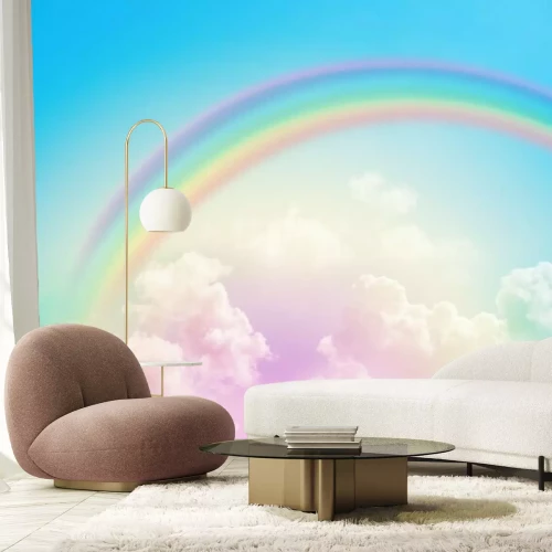 Fotobehang Kleurrijke lucht met een regenboog