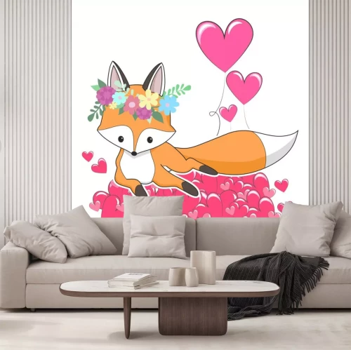 Sticker Vector rode vos hand getekend cartoon afbeelding