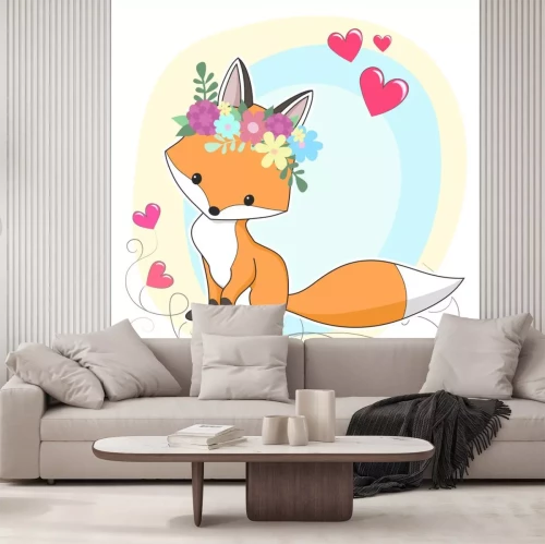 Sticker Vector rode vos hand getekend cartoon afbeelding