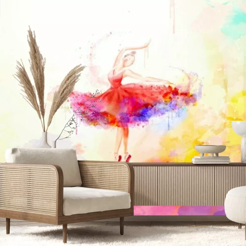 Fotobehang Een ballerina geschilderd met aquarellen