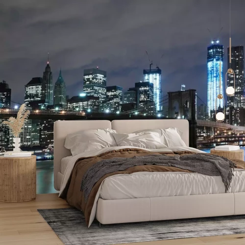 Fotobehang Bewolkte nacht in New York