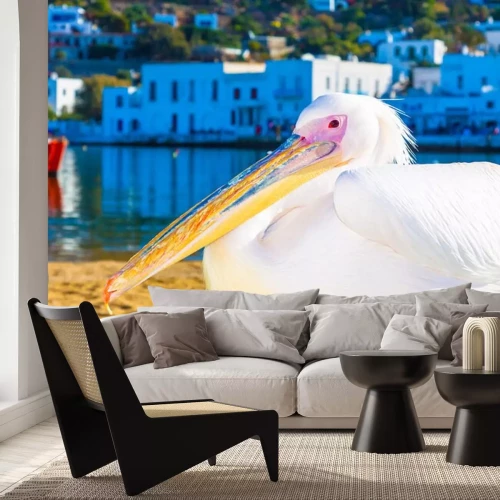 Sticker Petros de beroemde pelikaan van het eiland Mykonos Griekenland