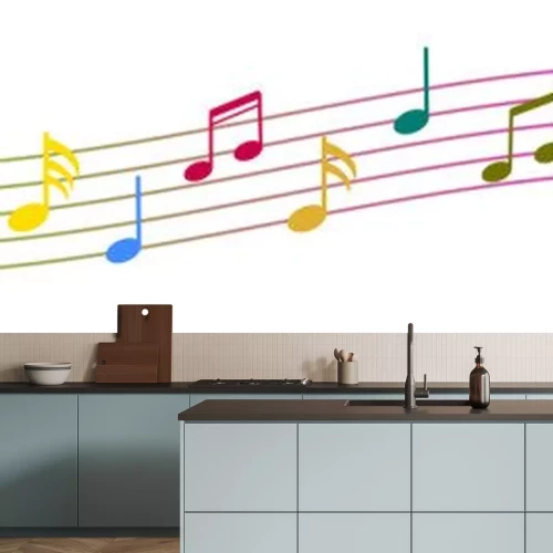 Sticker De kleurrijke muziek neemt nota van achtergrond, muzieknoten - voorraadvector