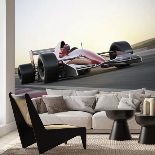 Fotobehang Een raceauto tijdens het rijden