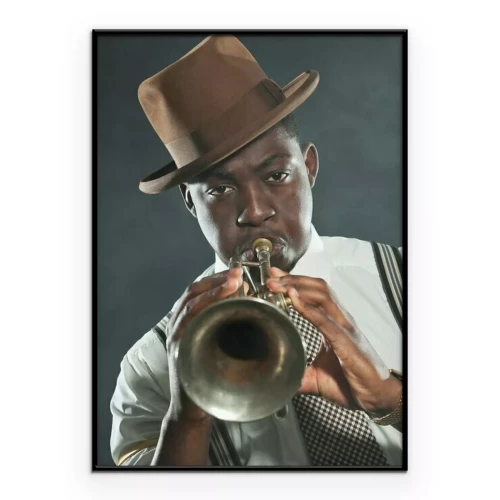 Poster Jazztrompettist met een vintage uitstraling