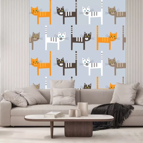 Fotobehang Kleurrijke katten voor kinderen