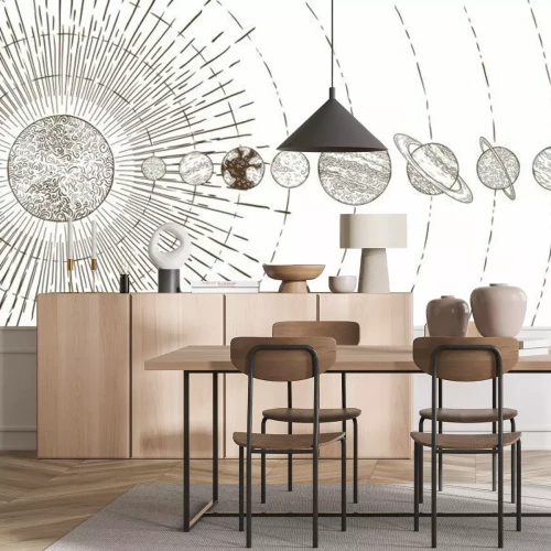 Fotobehang Orbitaal planeten-systeem. Astronomie zonnestelsels, solars planeet o