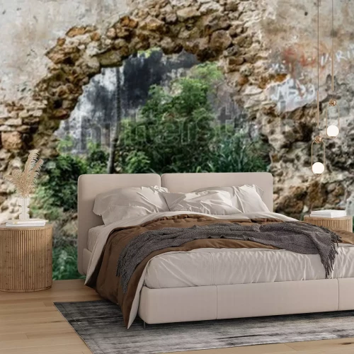 Fotobehang Een gat in de oude muur