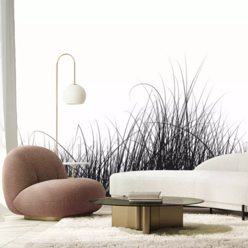 Fotobehang Zwart-wit gras