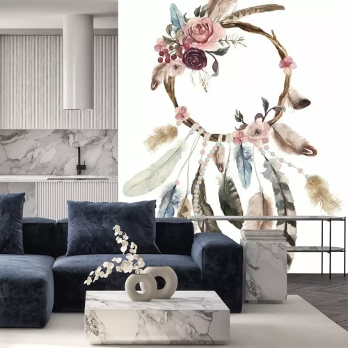 Sticker Decoratieve dromenvanger met veren