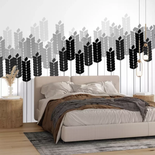 Sticker Bloemen op een abstracte compositie