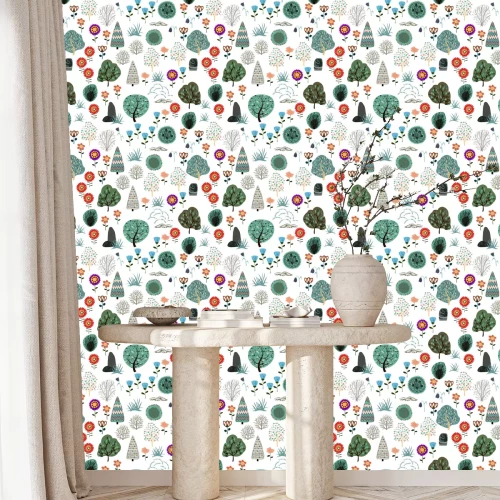 Behang Naadloos patroon met boselementen en hand getrokken vormen. Kinderachtig textuur.