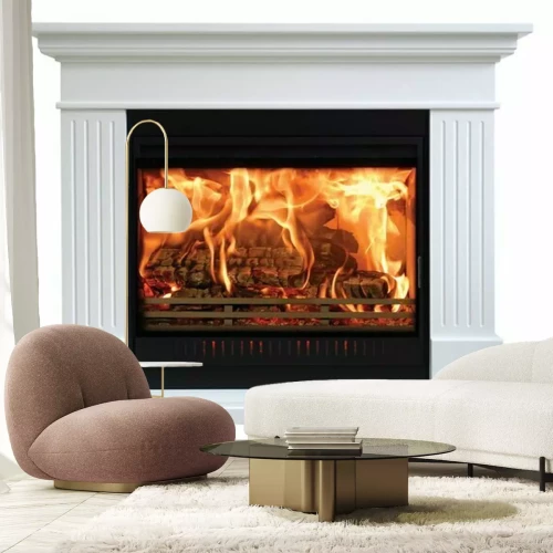 Sticker Vlammen in een witte open haard