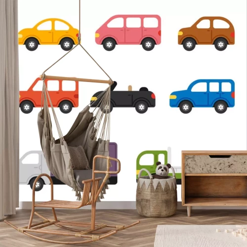 Sticker Kleurrijke voertuigen van verschillende soorten eenvoudige afbeeldingen