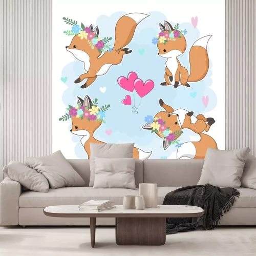 Sticker Vector rode vos hand getekend cartoon afbeelding