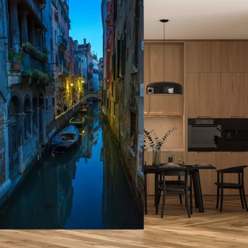 Fotobehang Gondels bij Groot Kanaal, Venetië, Italië