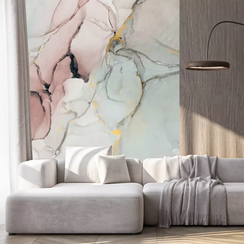 Sticker Inkt, verf, abstract. Close-up van het schilderij. Kleurrijke abstracte schilderkunst achtergrond. Sterk getextureerde olieverf. Details van hoge kwaliteit. Alcohol inkt moderne abstracte schilderkuns