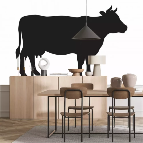 Sticker Zwart-wit tekening met een koeprofiel