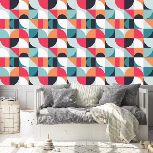 Behang Scandinavische geometrie in felle kleuren