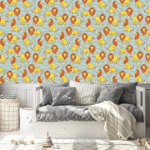 Behang Wilde katten op een lommerrijke achtergrond