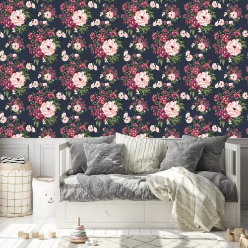 Behang Vintage patroon met bloemen