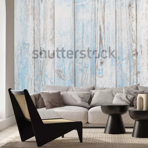 Fotobehang Houtstructuur achtergrond blauw en wit