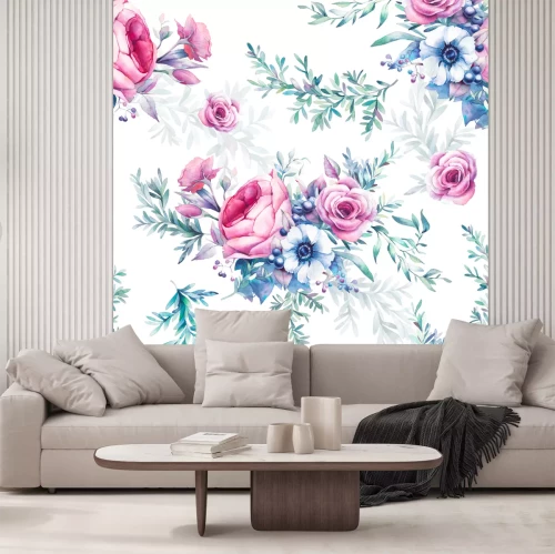 Fotobehang Vintage pioenroos bloemen