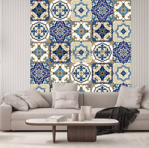 Fotobehang Marokkaans ornament in een blauwe tint