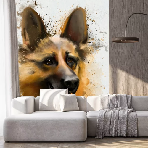 Fotobehang Hond 3D in aquarel
