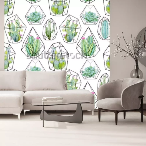 Sticker Kleine bloemen op cactussen