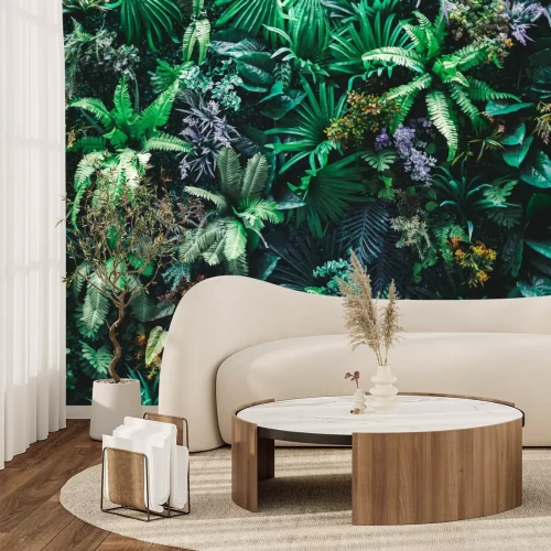 Fotobehang Tropische groene bladeren in de tuin