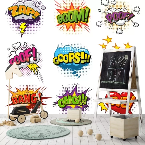 Sticker Komische ballonnen met kleurrijke bijschriften