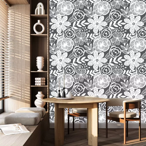 Behang Abstract elegantie naadloos patroon met bloemenachtergrond