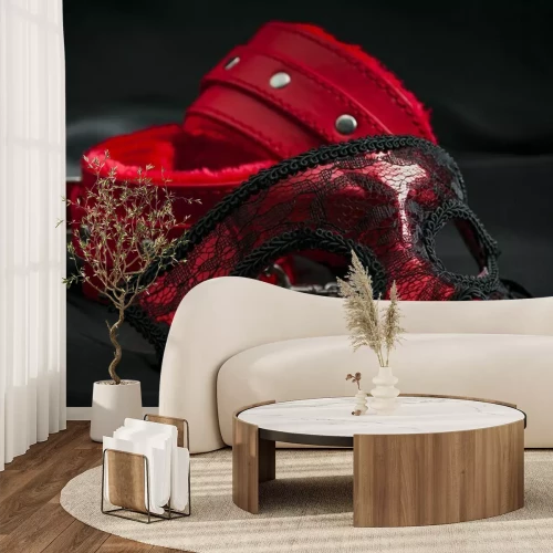 Fotobehang Erotische maskers en handboeien