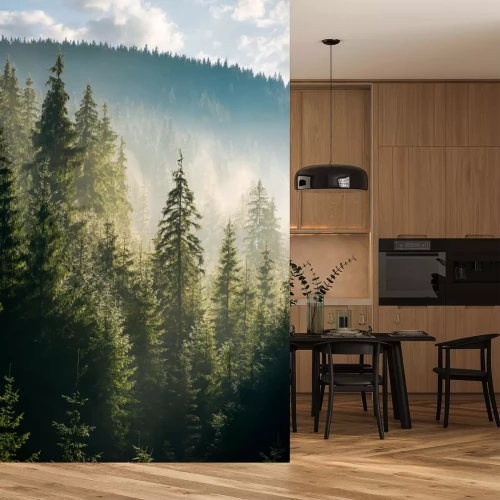 Sticker Velden met coniferen