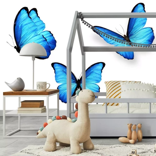 Sticker Drie vlinders met lichtblauwe vleugels