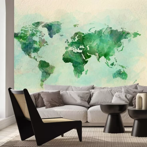 Fotobehang Aquarel wereldkaart in vintage stijl