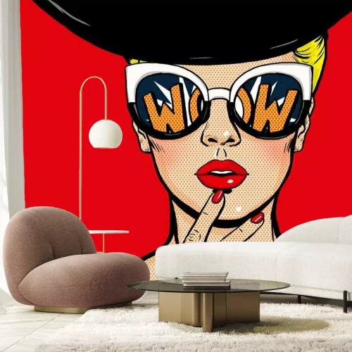 Fotobehang Elegante vrouw met hoed en bril