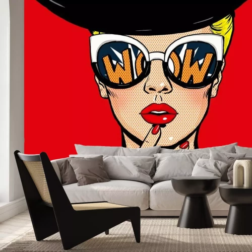 Sticker Elegante vrouw met hoed en bril