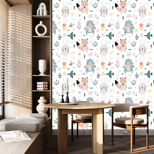 Behang Schattig bosdieren naadloze patroon