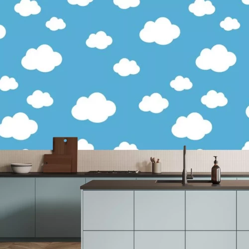 Sticker Fee wolken op blauwe achtergrond