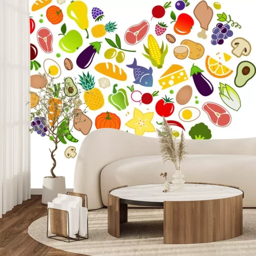 Sticker uitgebalanceerd dieetontwerp - vectorillustratie