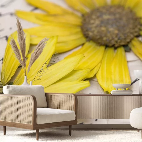 Sticker Gedroogde gele bloemen