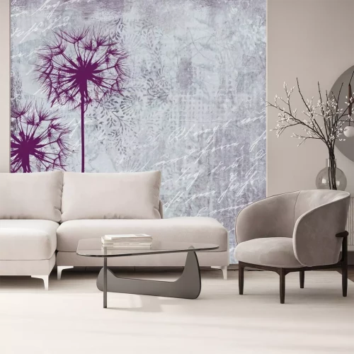 Fotobehang Paardenbloem en opschriften