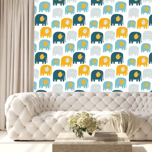 Behang Olifanten met stippen en strepen