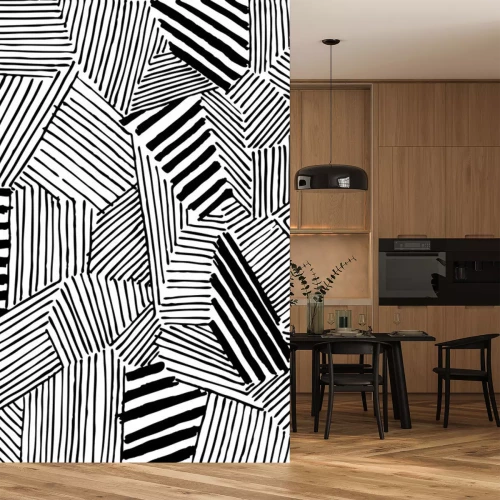 Sticker Zwart-wit abstracte patroon in geometrische stijl