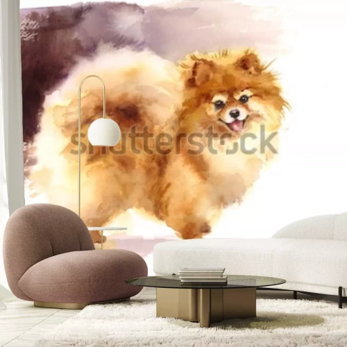 Fotobehang Hond geschilderd in aquarel