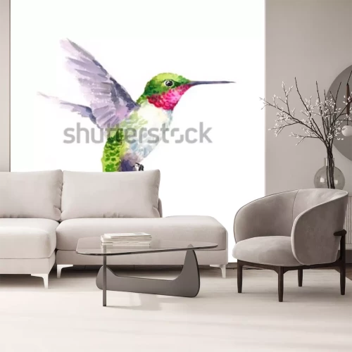 Fotobehang Vogel in beweging op een heldere achtergrond